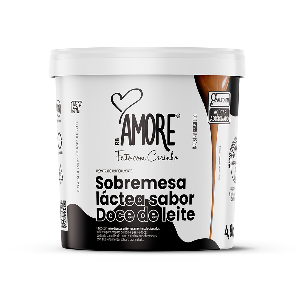 Doce Cremoso Lácteo Sabor Doce de Leite Balde RB Amore 4,8kg
