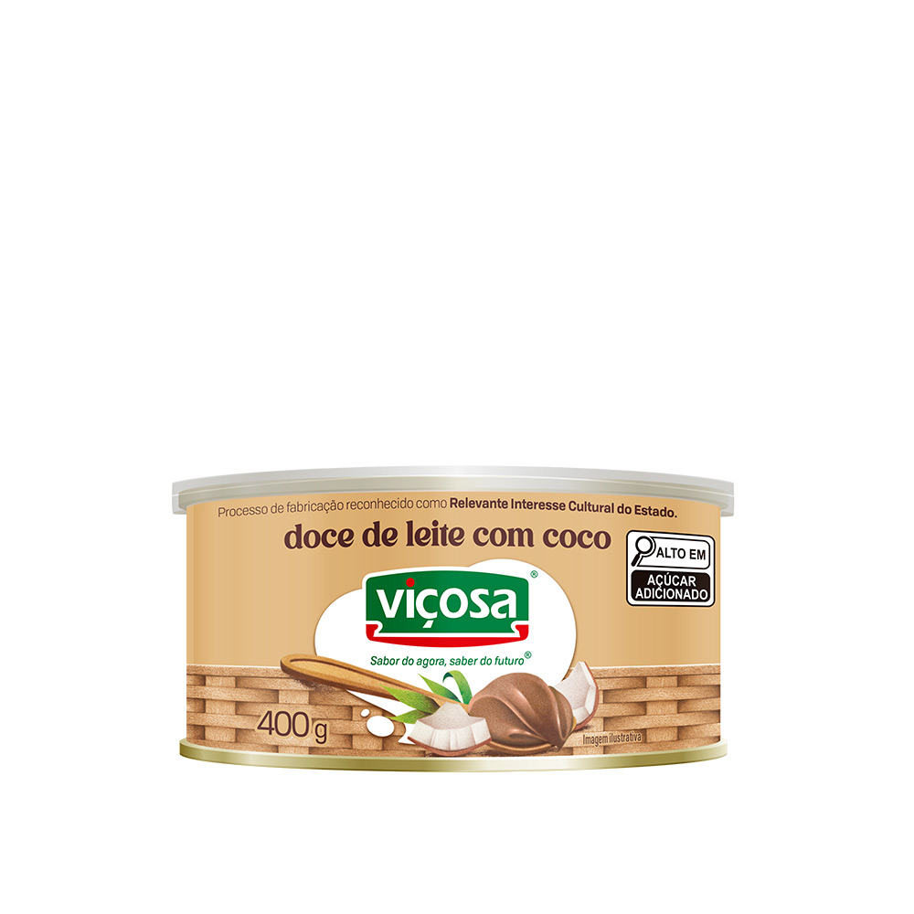 O inconfundível Doce de Leite Viçosa, eleito o Melhor Doce de Leite do Brasil pelo Concurso Nacional de Produtos Lácteos, ganhou o Brasil por seu inconfundível sabor caramelizado e textura aveludada e macia. Produzido desde 1980, o Doce de Leite Viçosa em sua versão tradicional leva como ingredientes apenas leite e açúcar. A escolha de produtos de qualidade, sem adição de produtos como amidos ou amidos modificados, tornam seu sabor inconfundível. Você encontra o tradicional Doce de Leite Viçosa também na versão com Coco, que confere um toque extra de sabor e crocância ao produto. Disponível nas versões 400g, 800g e 5kg, ideal para ser consumido tanto em casa quanto em padarias e docerias, recheando doces e sobremesas.
